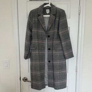 GAP Black and Pink Checkered Coat